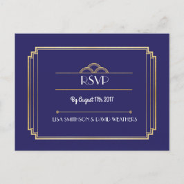 UAWG Response Hochzeit Postkarte Art Deco Navy Gol