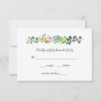 UAwg Response-Karte für Aquarellfarben-Wildblumen RSVP Karte