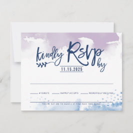 UAWG RESPONSE-KARTE hübsche lila blaue Aquarellfar RSVP Karte