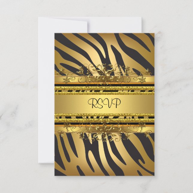 UAWG Response Party Zebra Gold Black RSVP Karte (Vorderseite)