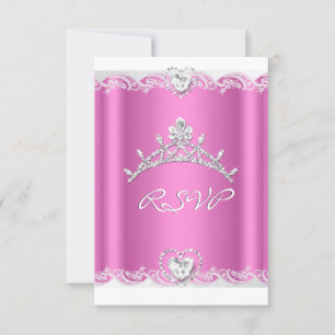 UAWG Response Pink White Lace Quinceanera RSVP Karte