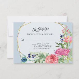 UAWG Response Wasserfarbe Rosa Blumenblauer Tusty  RSVP Karte