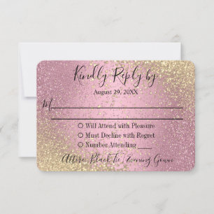 UAWG - Rosa und Gold Glitzer RSVP Karte