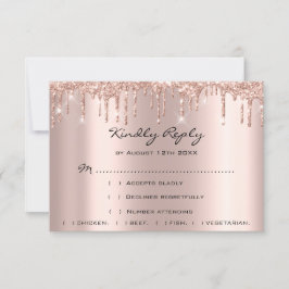 UAWG Rose Weddin Glitzer Brautparty Navy Tropfen RSVP Karte