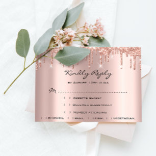 UAWG Rose Weddin Glitzer Brautparty Schwarze Tropf RSVP Karte