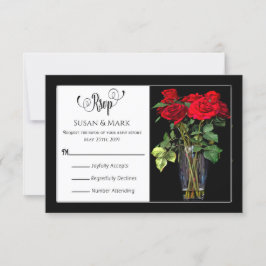 UAWG, Rote Rosen-Sammlung/Schwarz/Rot, Horizontal RSVP Karte