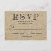 UAWG Rustic Country Burlap Wedding Reply Cards