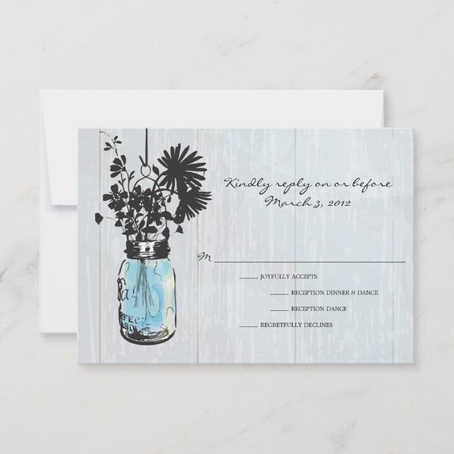 UAWG Rustic Hanging Mason Jar Wedding RSVP Karte (Vorderseite)