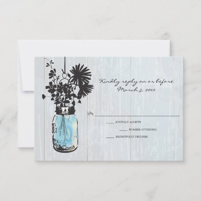 UAWG Rustic Hanging Mason Jar Wedding RSVP Karte (Vorderseite)