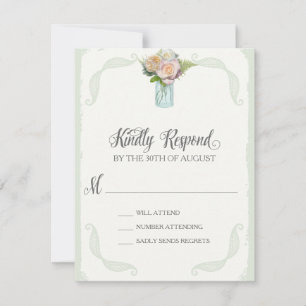 UAWG Rustic Mason Jar Rose Script Typografie RSVP Karte