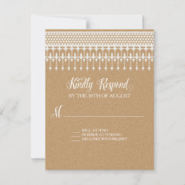 UAWG Rustic Vintag Lace Kraft Script Typografie RSVP Karte