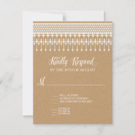 UAWG Rustic Vintag Lace Kraft Script Typografie RSVP Karte