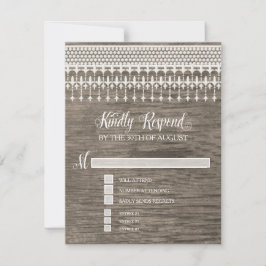 UAWG Rustic Vintag Lace Wood Script Typografie RSVP Karte