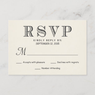 UAWG Rustikale Typografie Elfenbeinweiße Hochzeits RSVP Karte