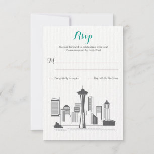 UAWG Seattleskyline-Hochzeit RSVP Karte