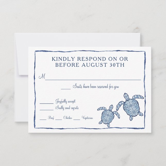 UAWG Shibori Kumo Wasserfarbe Meeresschildkröten K RSVP Karte (Vorderseite)