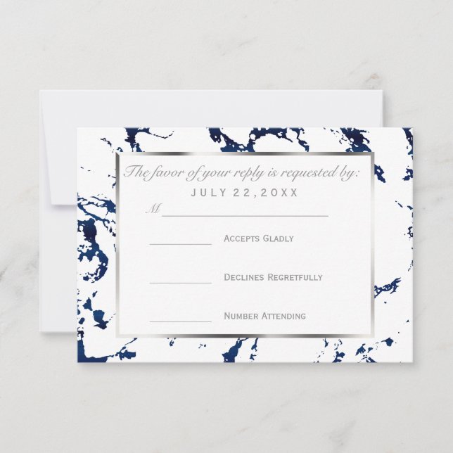 UAWG Silber, Navy Blue und White RSVP Karte (Vorderseite)