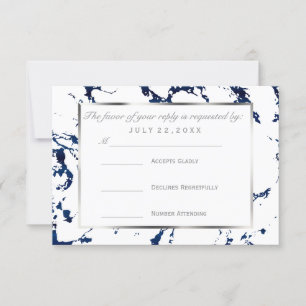 UAWG Silber, Navy Blue und White RSVP Karte