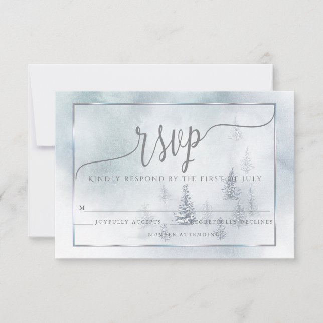 UAWG | Silver Blue Winter Wonderland RSVP Karte (Vorderseite)