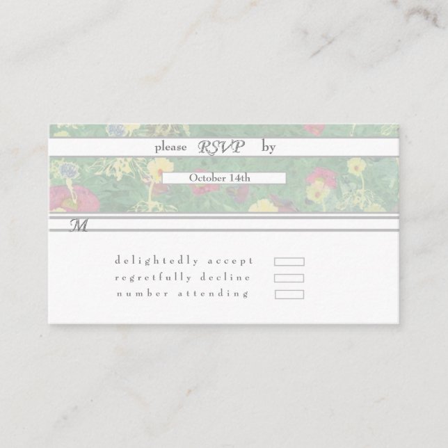 UAWG Silver Green Floral Wedding Begleitkarte (Vorderseite)