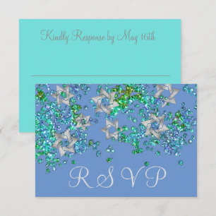 UAwg Silver Star Glittery Confetti RSVP Karte