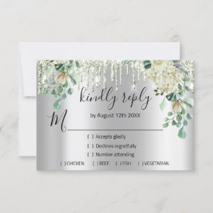 UAWG Silver Wedding Glitzer Bridal Mint Gree Tropf RSVP Karte