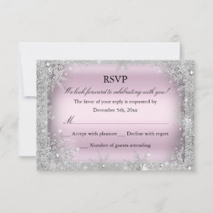 UAWG Silver Winter Wonderland Pink Sweet 16 2 RSVP Karte