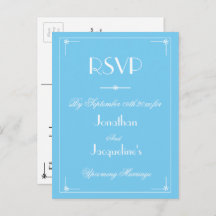 UAWG Simple Modern Aqua Blue Wedding RSVP