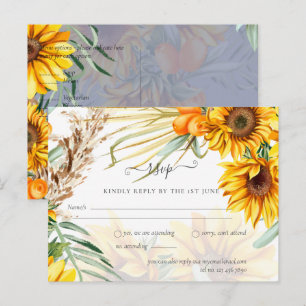 UAWG Sonnenblumen Pampas Grass Wedding Dusty Blue Postkarte
