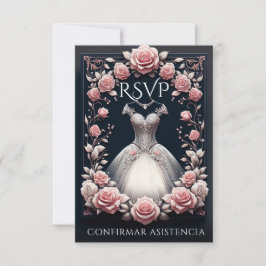 UAWG Spanish Quinceañera Rosas RSVP Karte