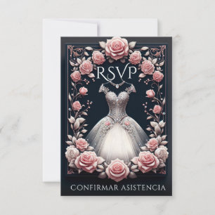 UAWG Spanish Quinceañera Rosas RSVP Karte