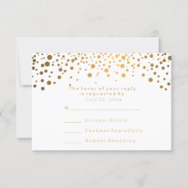 UAWG Stylish Gold Confetti White Wedding RSVP Karte
