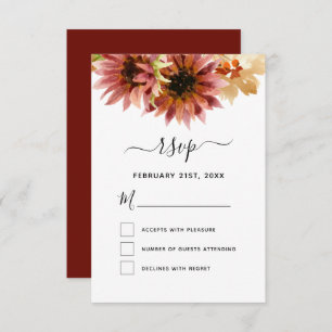 UAWG Sunflower Burgundy Country Wedding Einladung