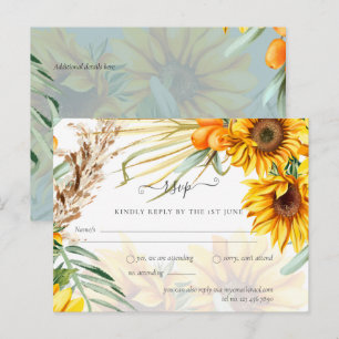 UAWG Sunflowers Pampas Grass Sage Wedding Postkarte