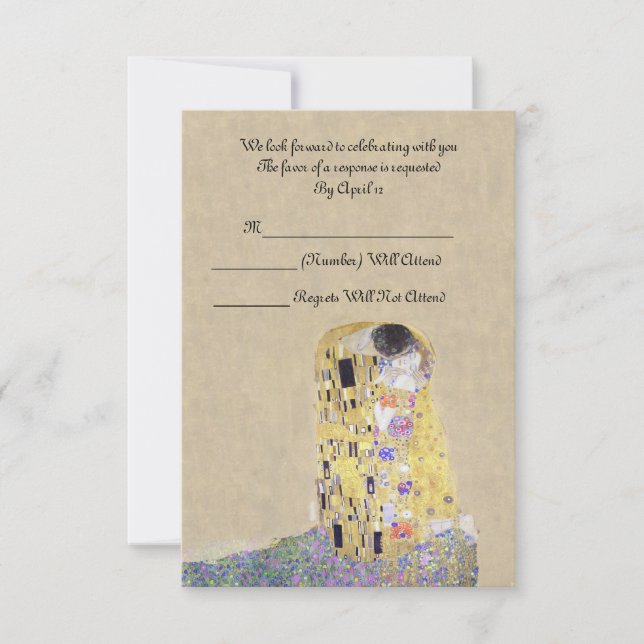 UAWG "The Kiss" Goldenes Hochzeitstag Klimt RSVP Karte (Vorderseite)