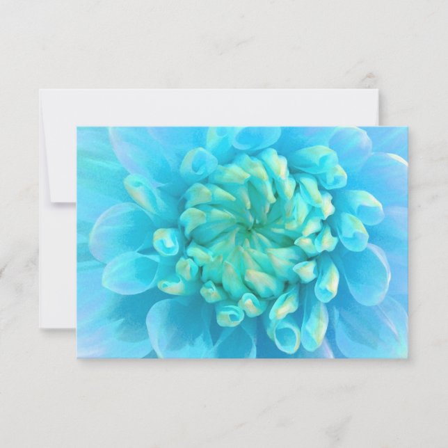 UAWG Türkis Blue Dahlia Blume in Wasserfarbe RSVP Karte (Vorderseite)