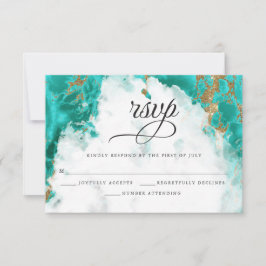 UAWG | Türkisfarbener Geode BarefootBride™ RSVP Karte