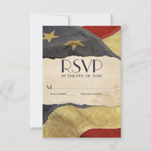 UAWG Vintag USA Flag Patriotic Military Wedding RSVP Karte