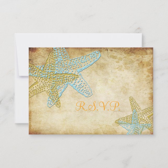 UAWG VINTAGE BLAUE STARFISH-BREITERINVITATIONEN RSVP KARTE (Vorderseite)