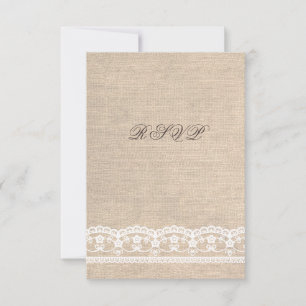 UAWG Vintage White Lace & Burlap Wedding Card RSVP Karte