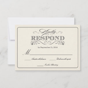 UAWG Vintage White Wedding Reply Cards WT313 RSVP Karte