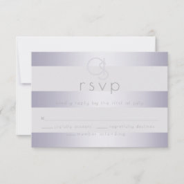 UAWG | Violet-Silberschimmer-Streifen Monogramm RSVP Karte