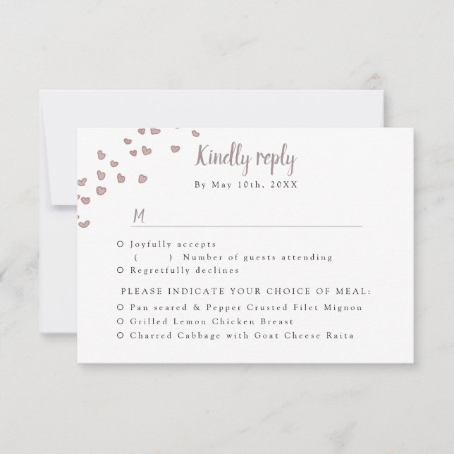 UAWG w Mahlzeiten Wahl Wasserfarbenherzen RSVP Karte (Vorderseite)