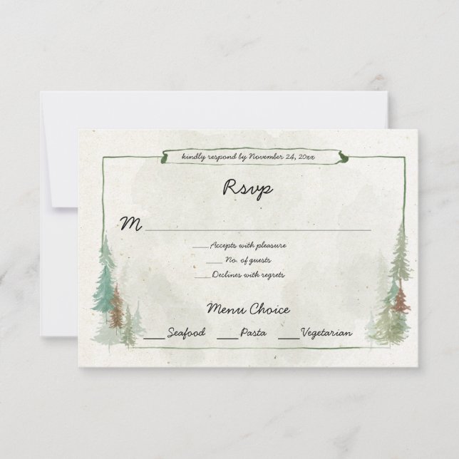 UAwg Wasserfarbe Pine Forest RSVP Karte (Vorderseite)