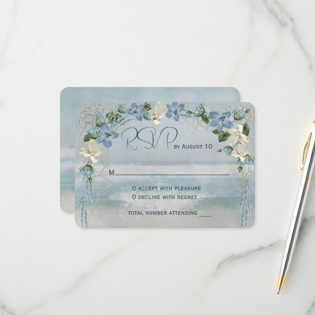 UAWG Wedding Arch mit Nautical Net RSVP Karte (Vorderseite/Rückseite Beispiel)