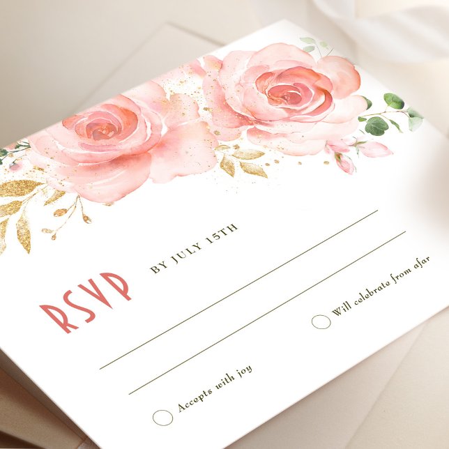 UAWG Wedding Beilage Grün & Blush Romantisch Einladung (Von Creator hochgeladen)