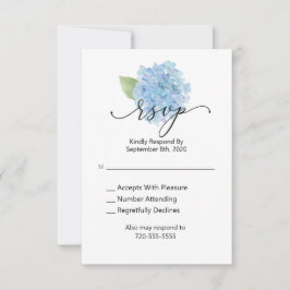 UAWG Wedding Blue Hydrangea RSVP Karte