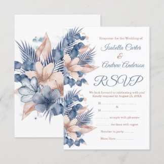 UAWG Wedding Blush Blue Peach Beige Floral White Einladung
