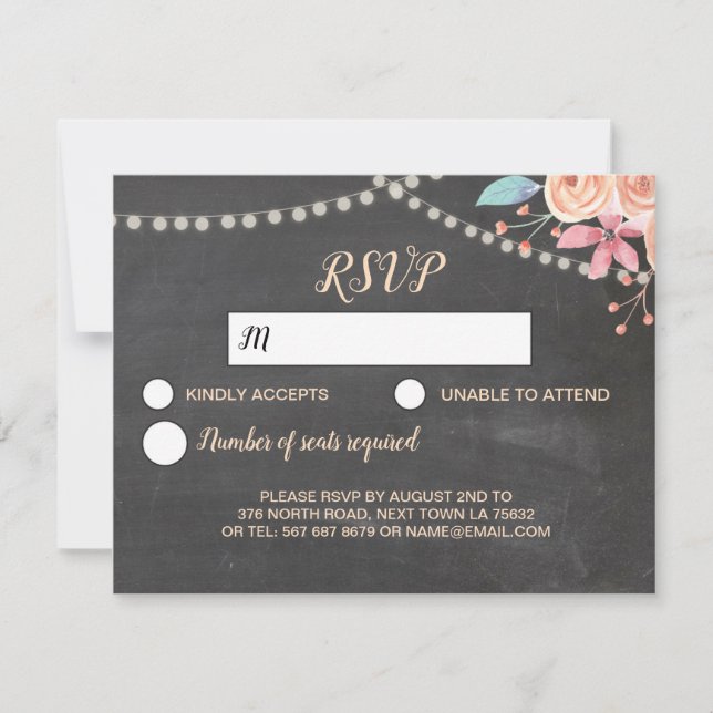 UAWG Wedding Card Peach Coral Lights Blume RSVP Karte (Vorderseite)