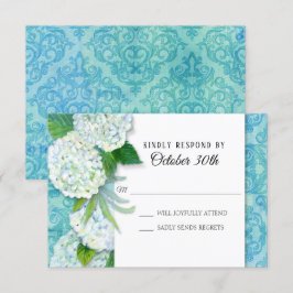 UAWG Wedding Floral Hydrangeas Aqua Damask Muster Einladung